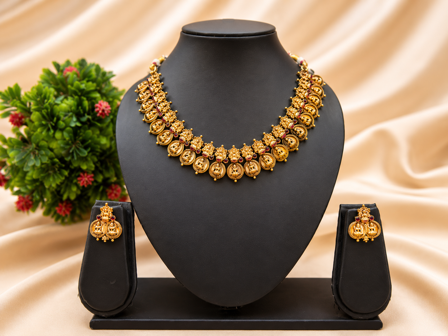 Traditional Coin Temple Jewellery Set for Women