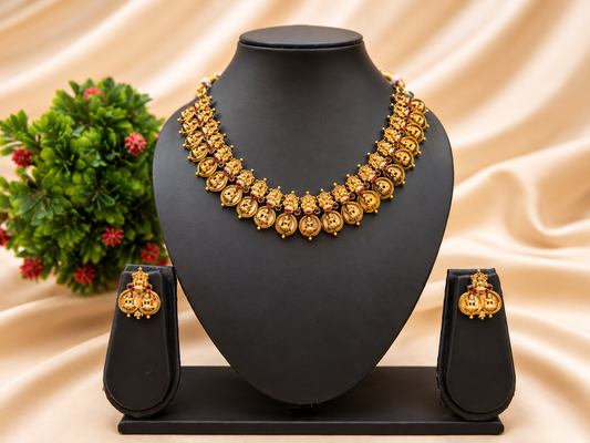 Traditional Coin Temple Jewellery Set for Women