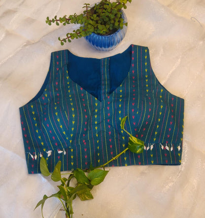 Cobalt Blue Cotton Sleeveless Blouse – Padded Summer  Blouse for Women