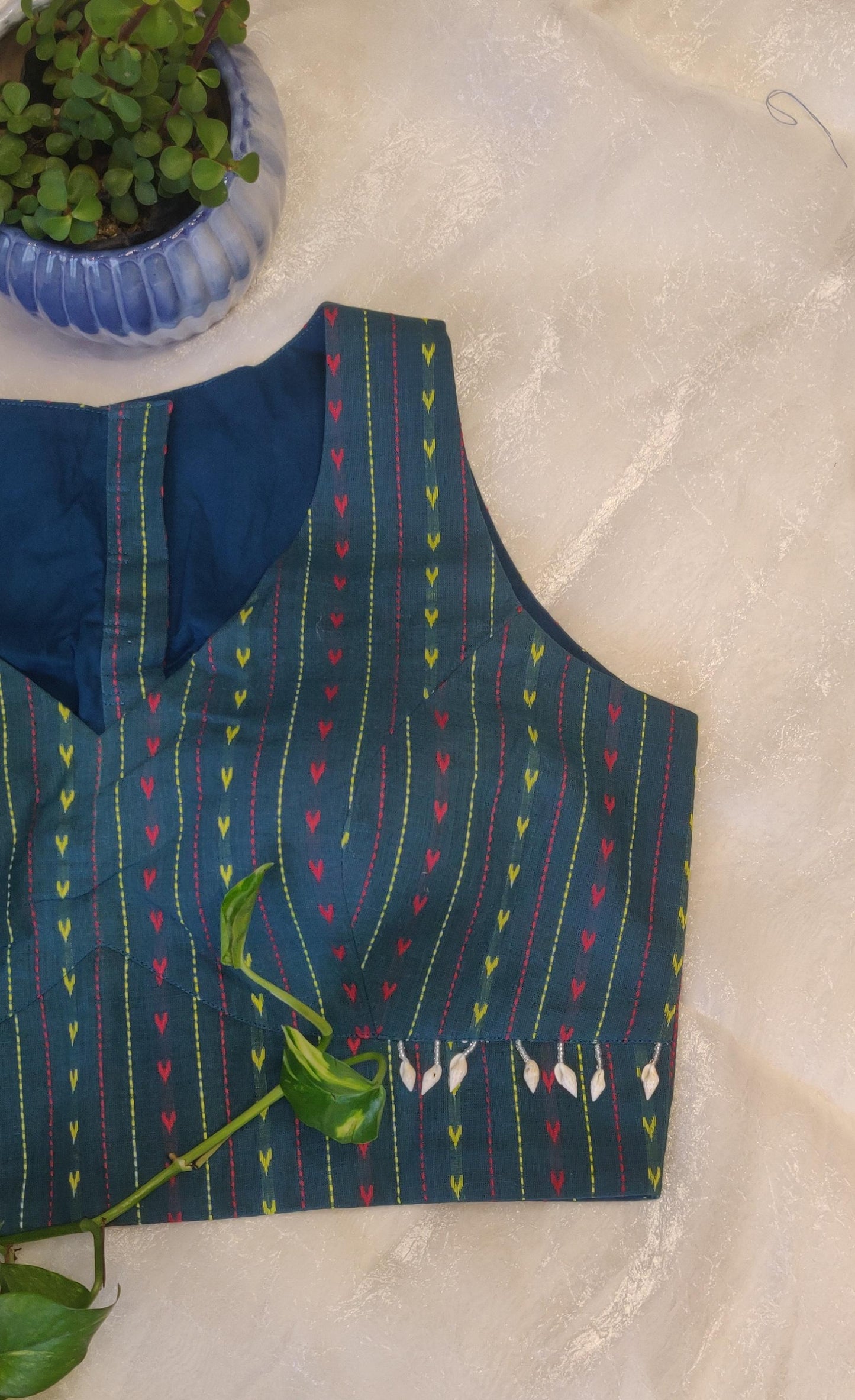 Cobalt Blue Cotton Sleeveless Blouse – Padded Summer  Blouse for Women