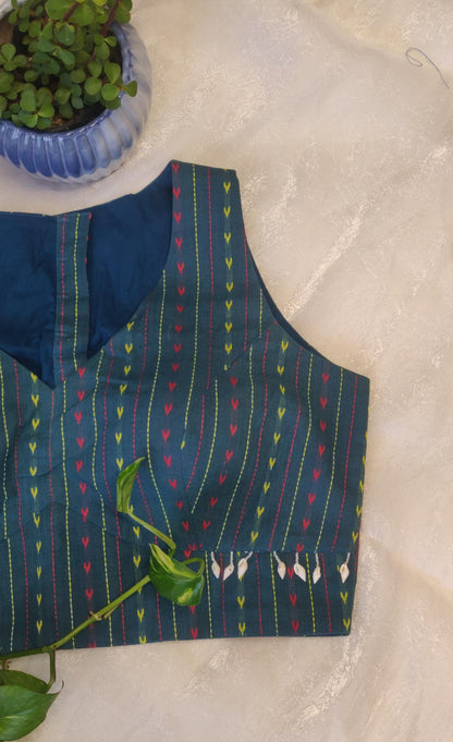 Cobalt Blue Cotton Sleeveless Blouse – Padded Summer  Blouse for Women