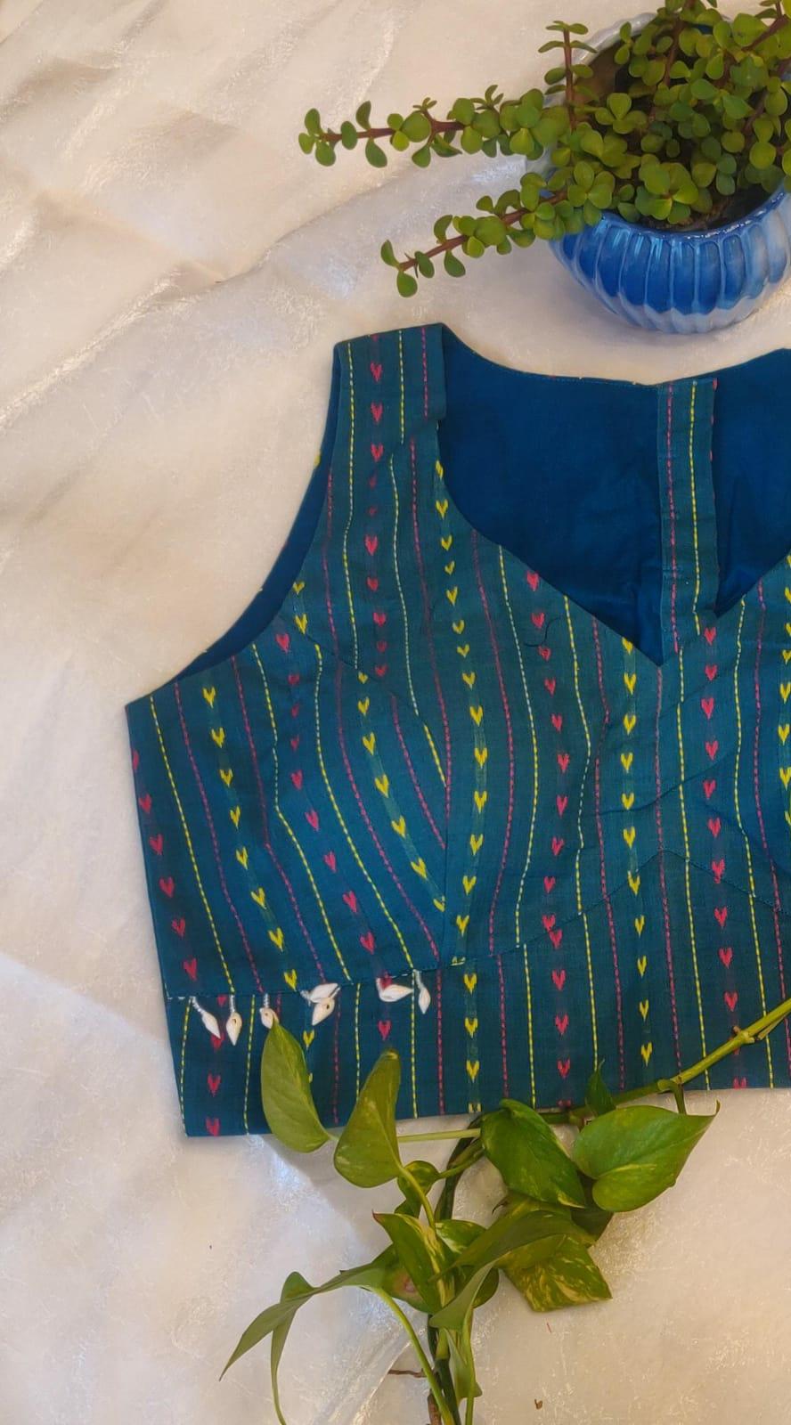 Cobalt Blue Cotton Sleeveless Blouse – Padded Summer  Blouse for Women