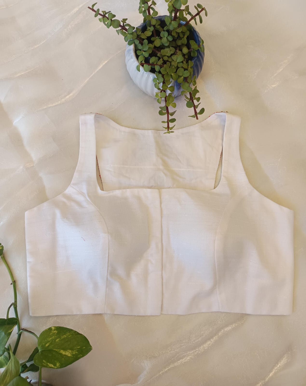 White Cossa Silk Embroidered Blouse – Razor Cut Designer Saree Blouse for Women