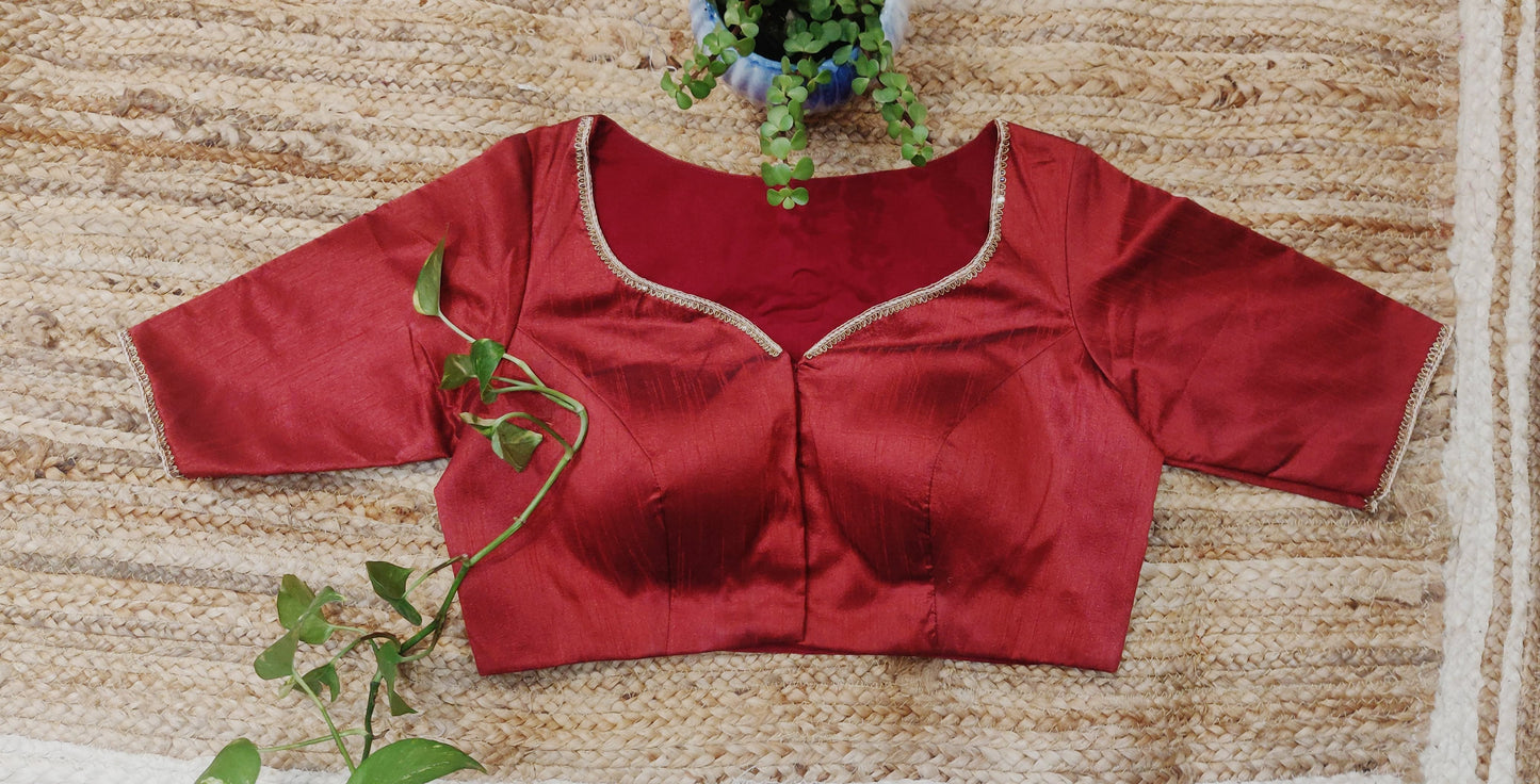 Maroon Raw Silk Ari Work Blouse – Embroidered Designer  Blouse for Women
