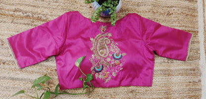 Pink Raw Silk Designer Blouse – Elegant Padded  Blouse for Women