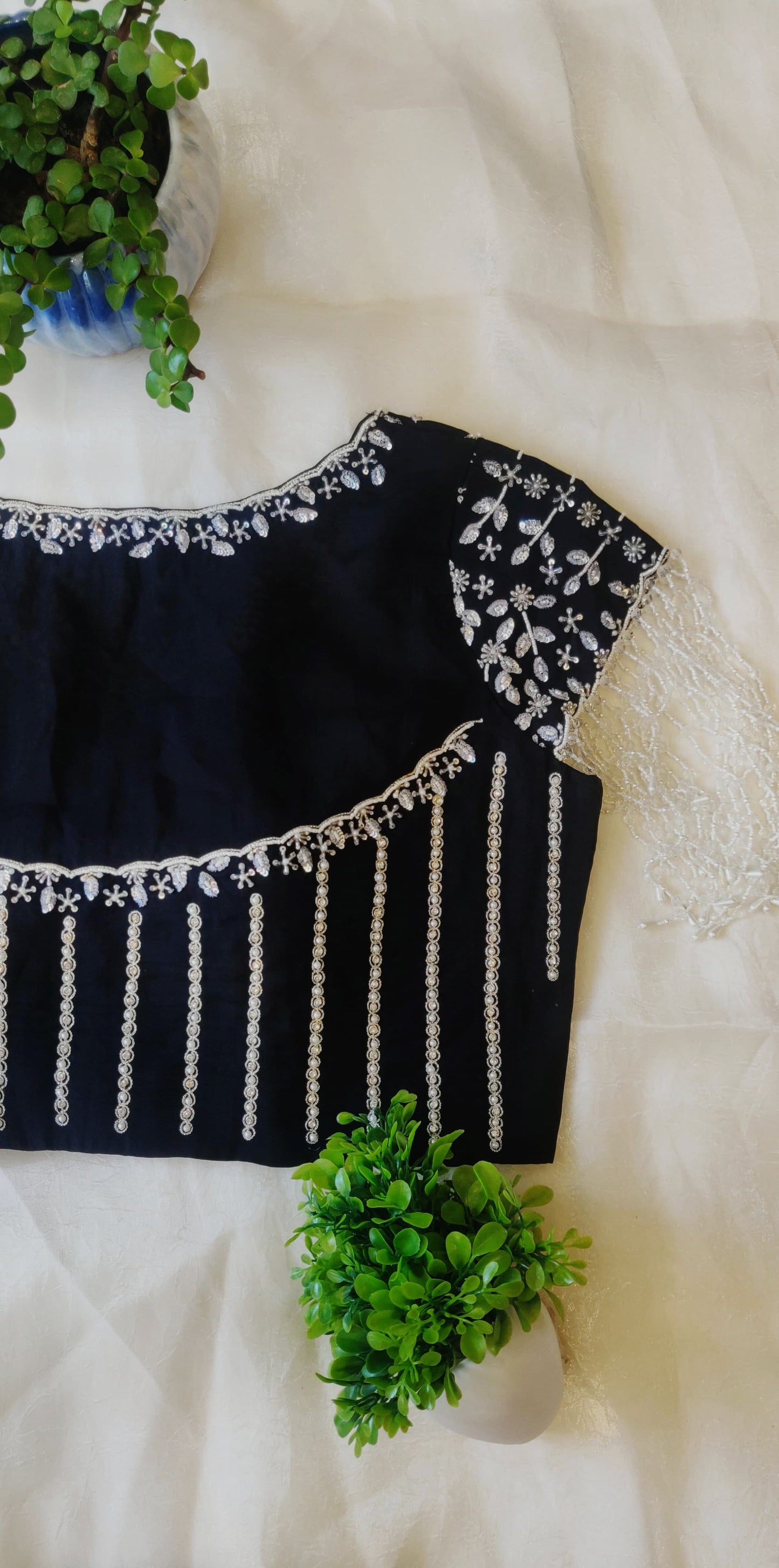 Black Viscose Organza Ari Work Blouse – Zari & Puti Embroidered Designer  Blouse