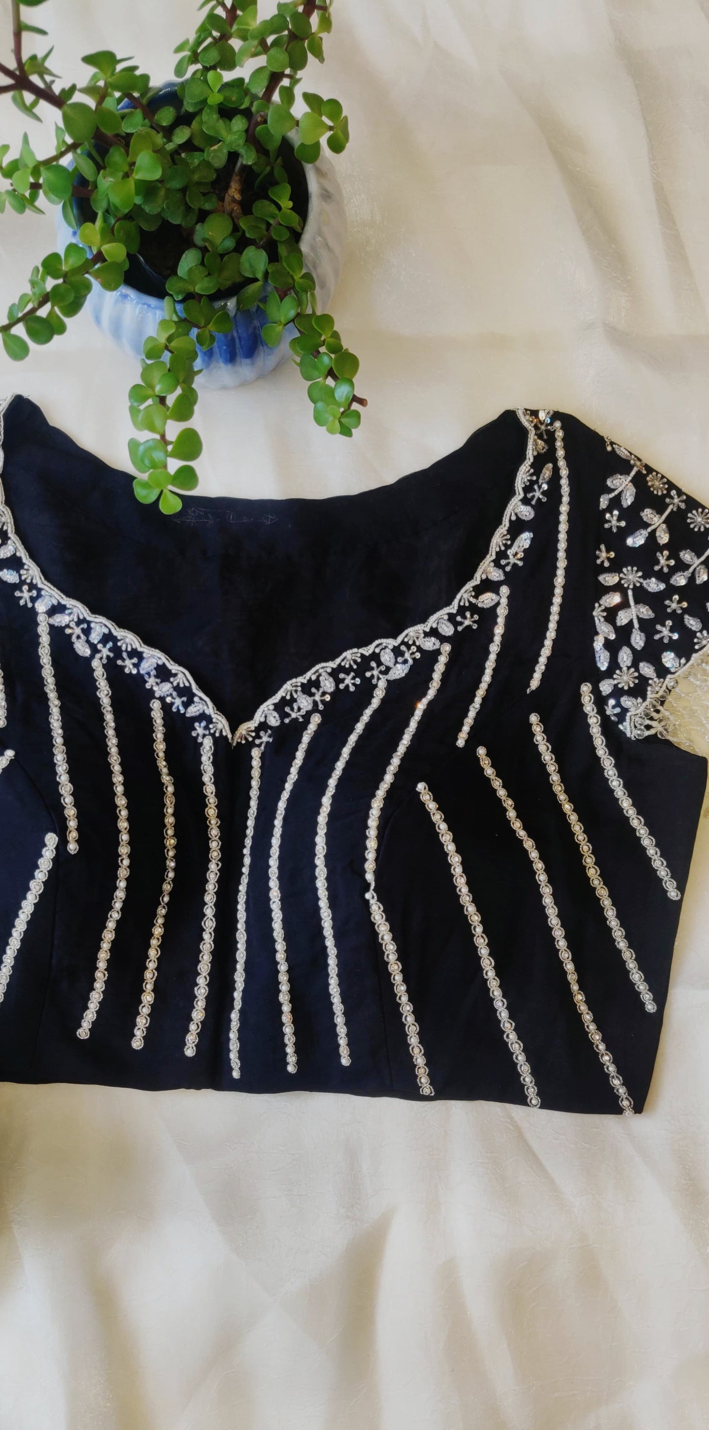Black Viscose Organza Ari Work Blouse – Zari & Puti Embroidered Designer  Blouse