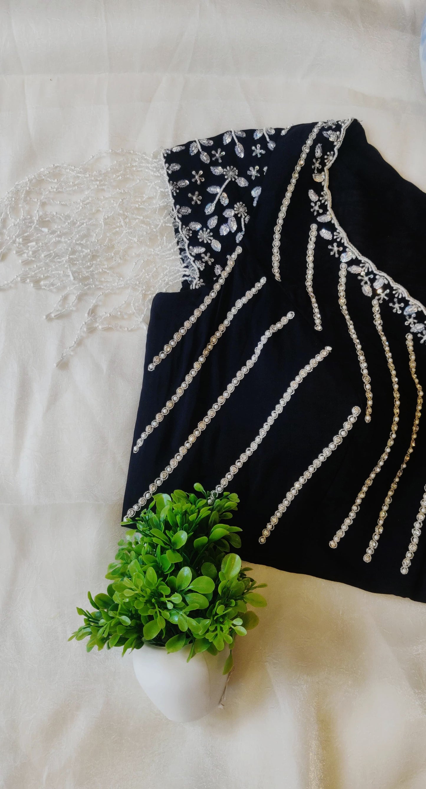 Black Viscose Organza Ari Work Blouse – Zari & Puti Embroidered Designer  Blouse