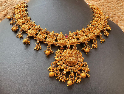 Antique Temple Choker Jewellery Set with Jhumka Earrings