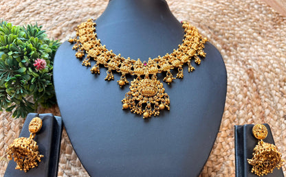 Antique Temple Choker Jewellery Set with Jhumka Earrings