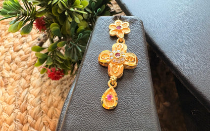Floral Gold Plated Necklace Set with Designer Earrings