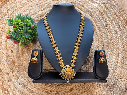 Traditional Temple Design Gold Plated Jewellery Set for Women