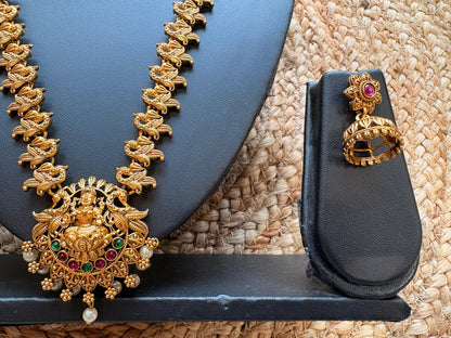 Traditional Temple Design Gold Plated Jewellery Set for Women