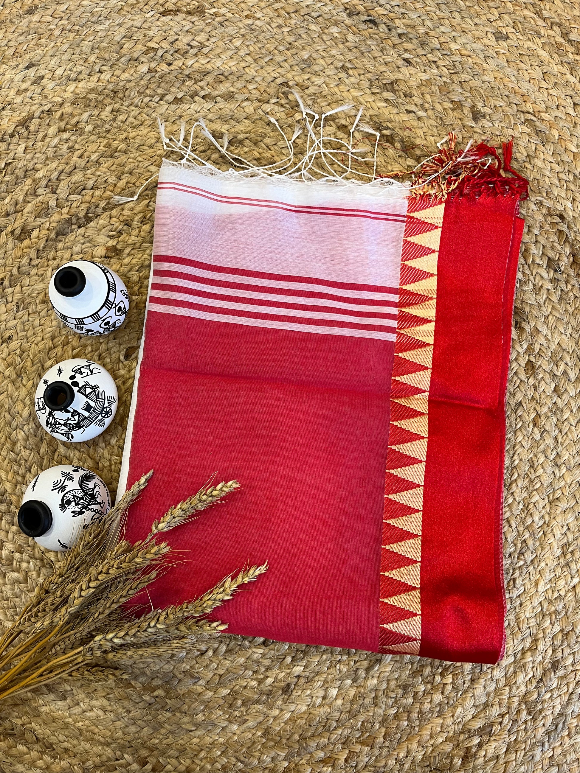 Festive Fiesta Linen Jamdani Saree - WEVOW