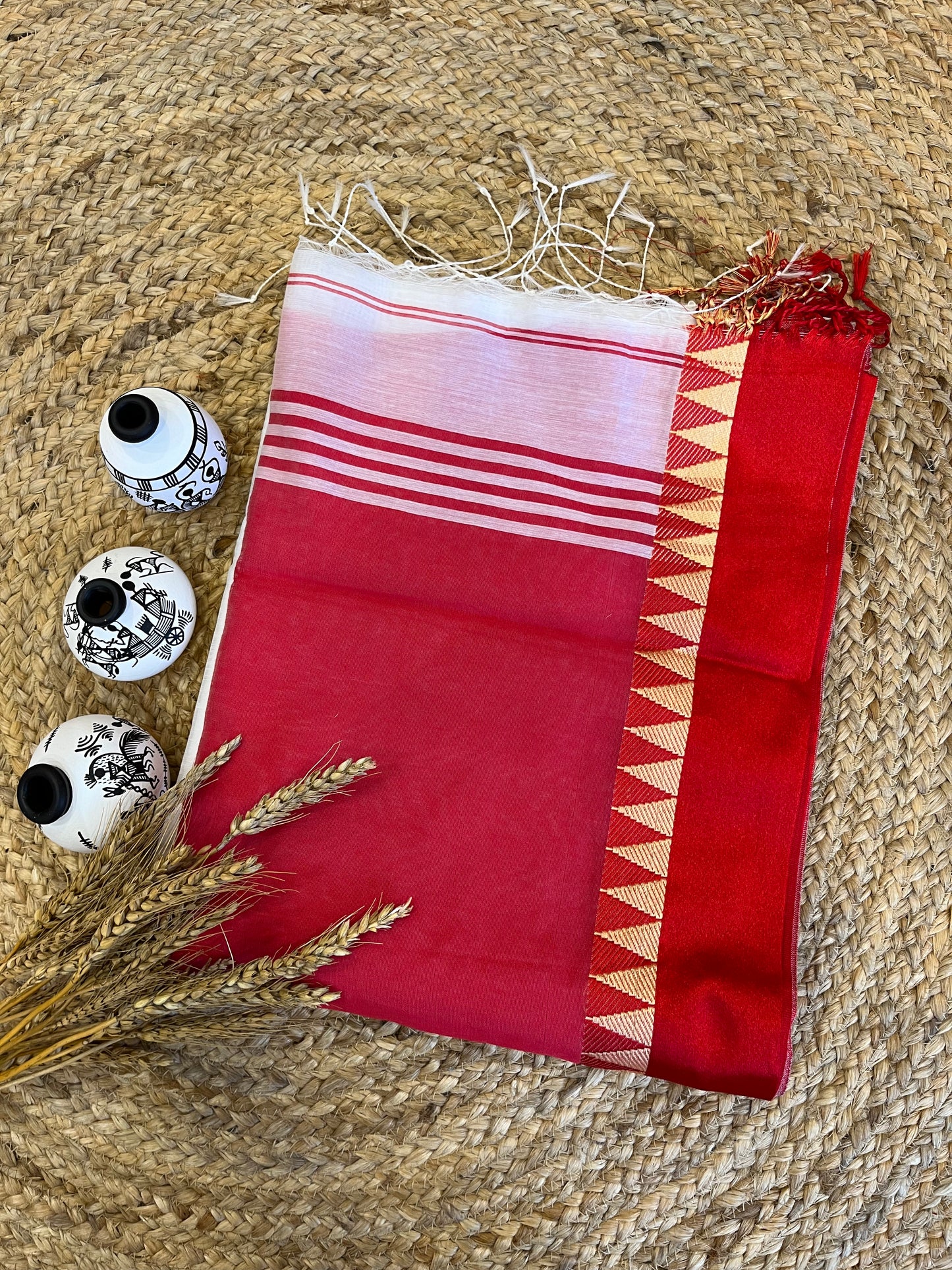 Festive Fiesta Linen Jamdani Saree - WEVOW
