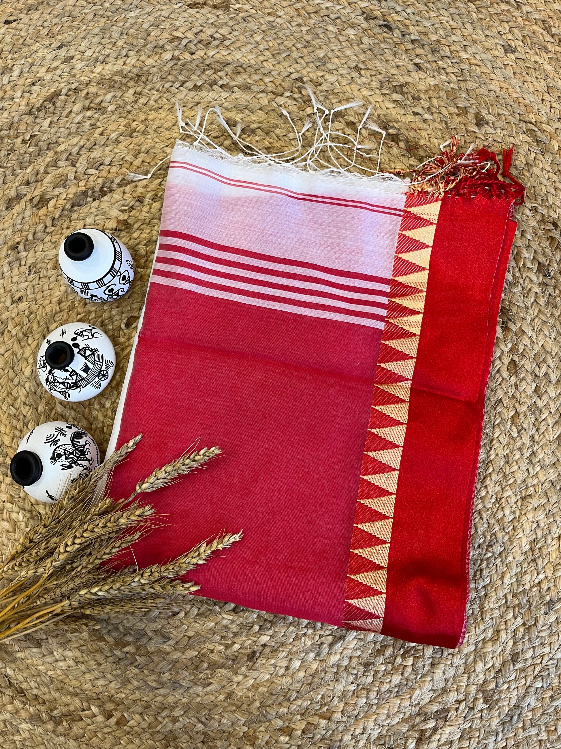 Festive Fiesta Linen Jamdani Saree - WEVOW