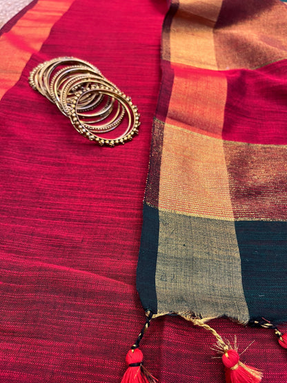 Vibrant Fusion Linen Saree - WEVOW