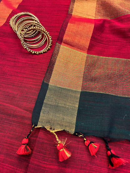 Vibrant Fusion Linen Saree - WEVOW