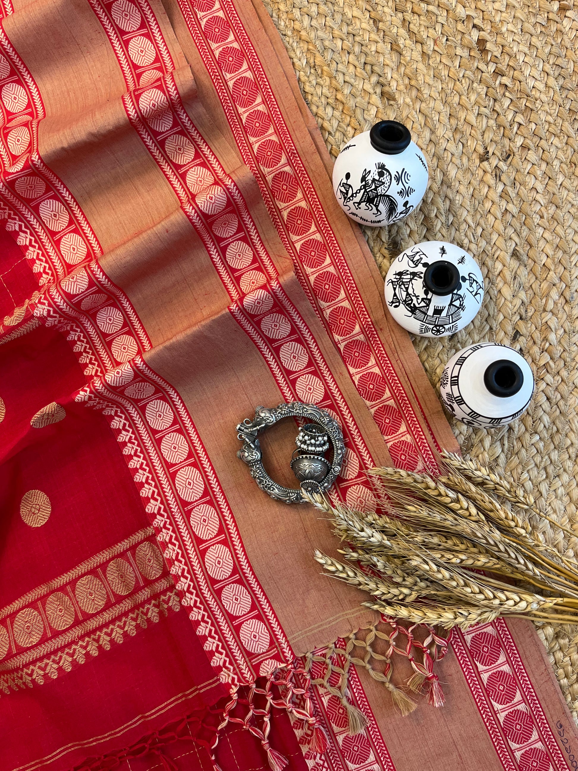"Vermilion Dreams" Cotton Saree - WEVOW