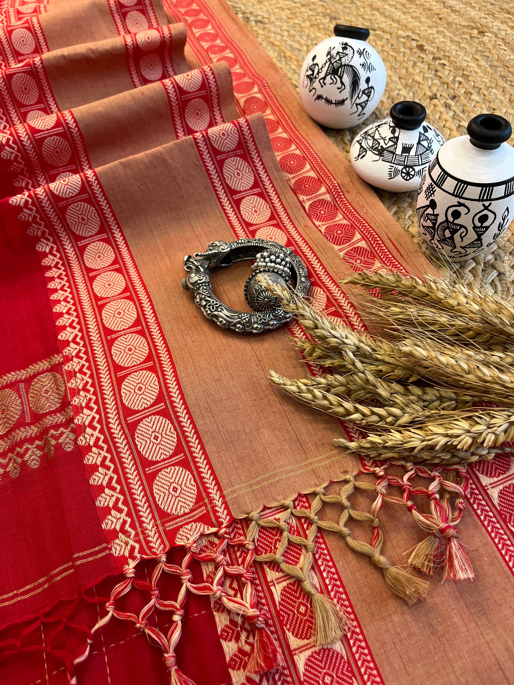 "Vermilion Dreams" Cotton Saree - WEVOW