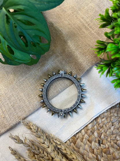 Oxidized Silver Spike Bangle - WEVOW