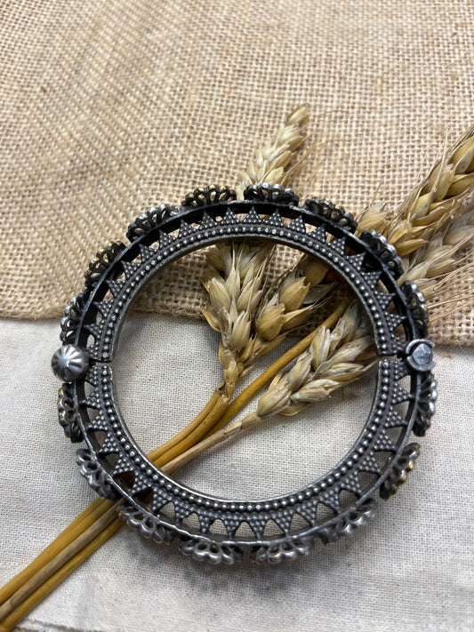 Intricate Oxidized Silver Bangle - WEVOW