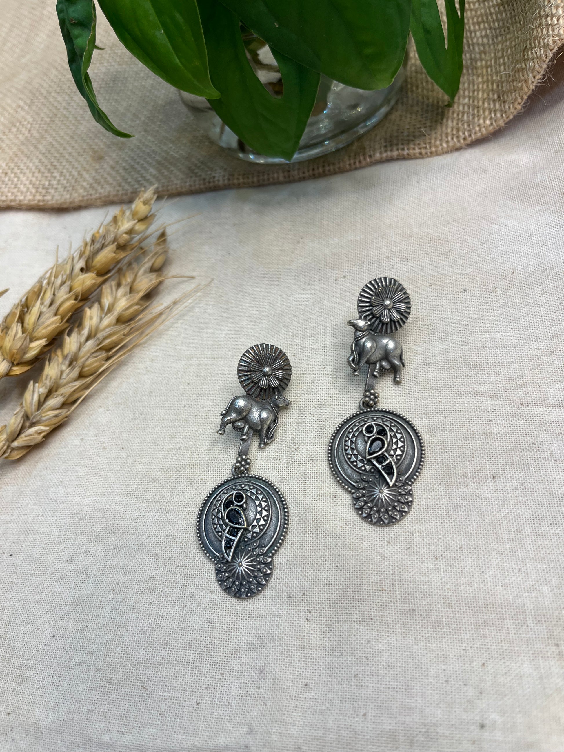 Silver Floral Drop Earrings - WEVOW