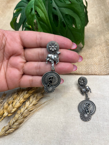Silver Floral Drop Earrings - WEVOW