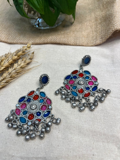 Silver Floral Drop Earrings with Pearl Accents - WEVOW