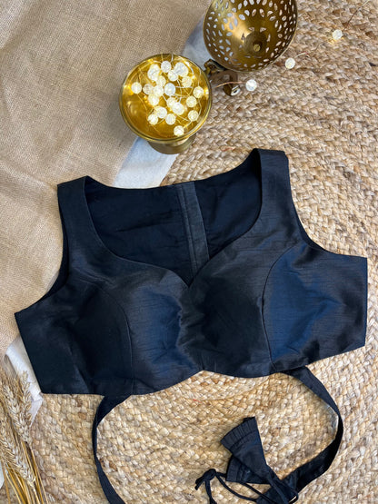 Noir Elegance Backless Blouse - WEVOW
