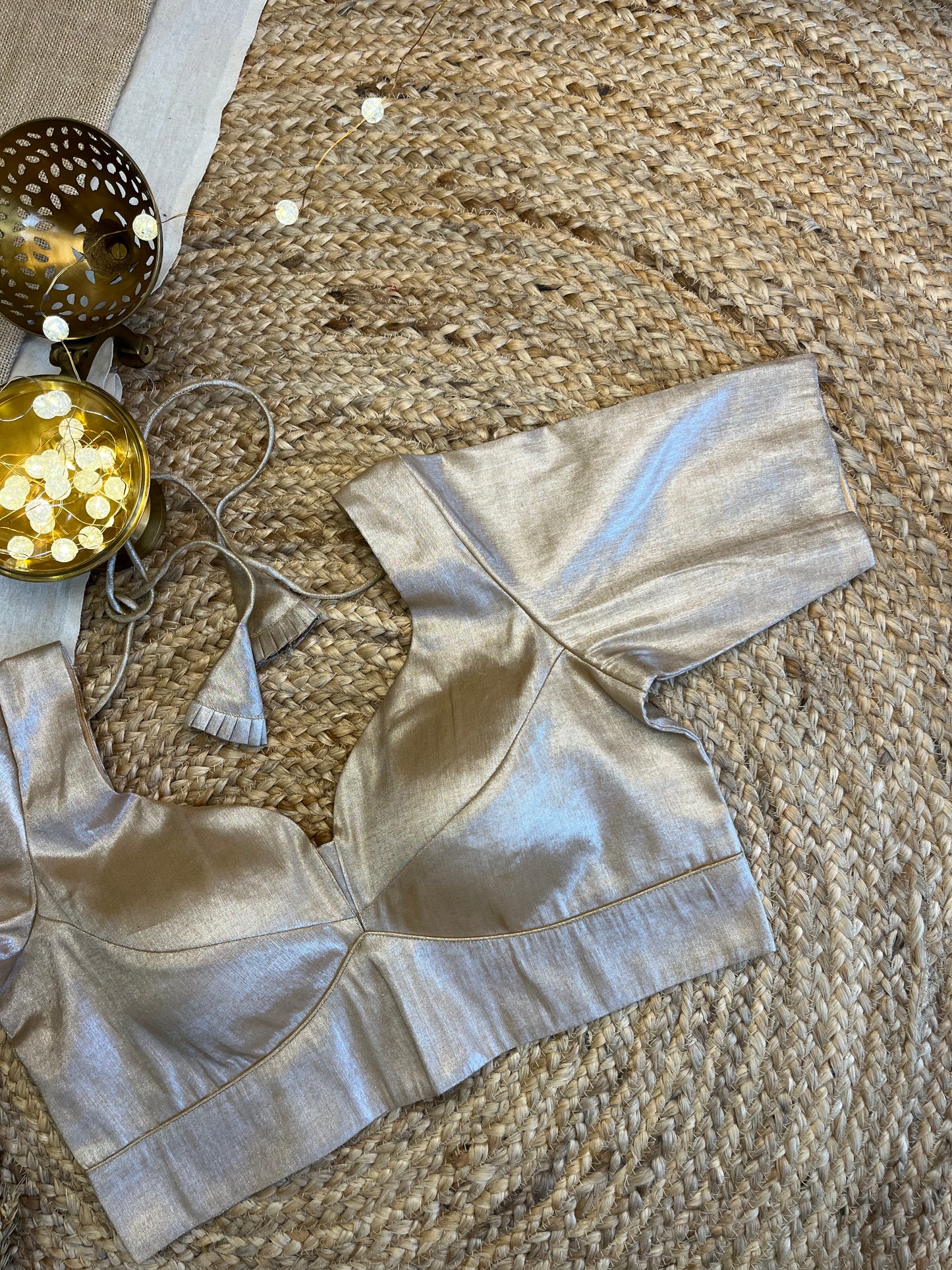Champagne Silver Shimmer Tissue Blouse - WEVOW