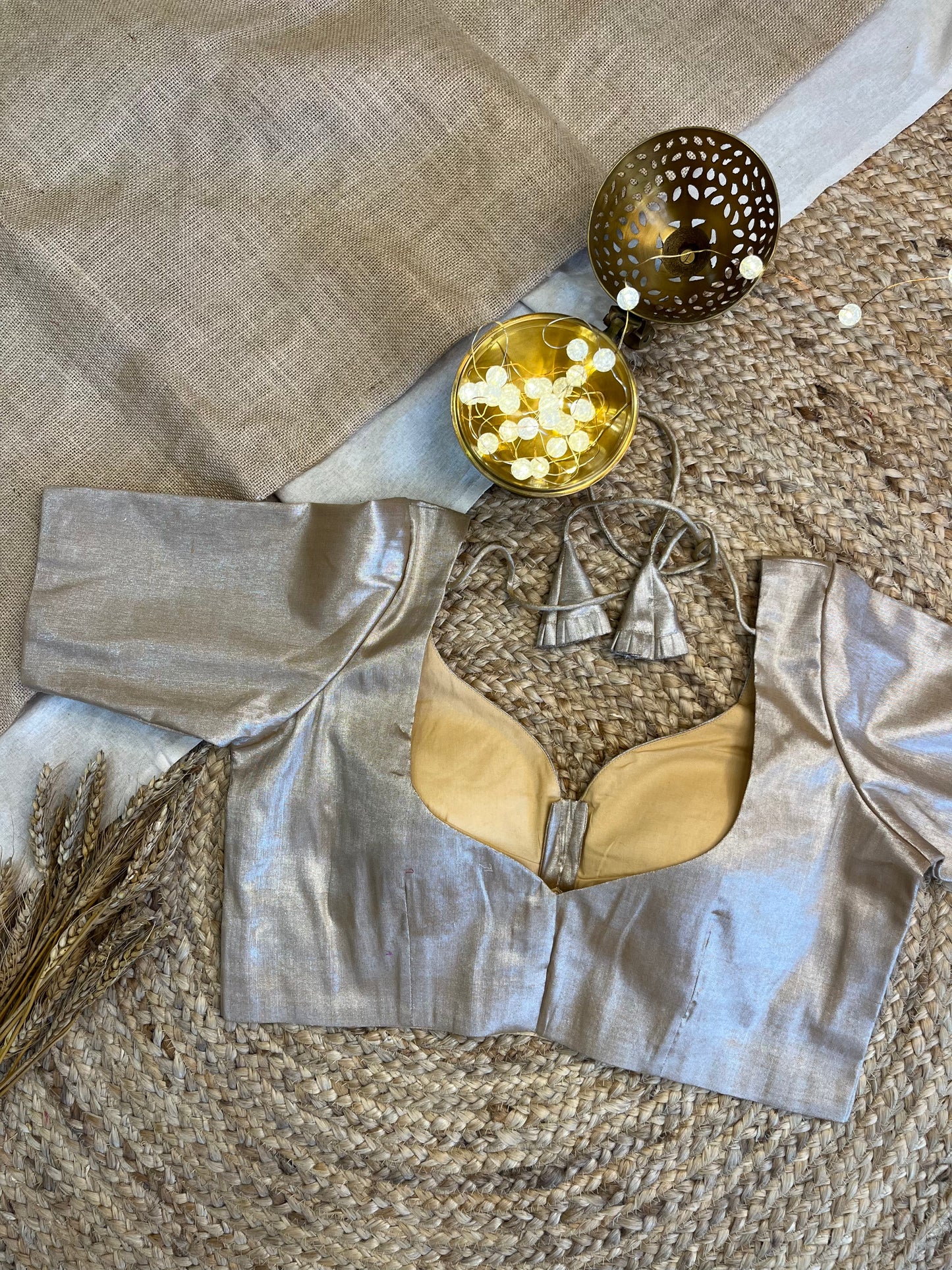Champagne Silver Shimmer Tissue Blouse - WEVOW