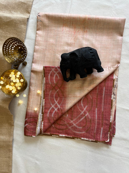 Luxurious Tussar Silk Saree with Parsi Thread Embroidery