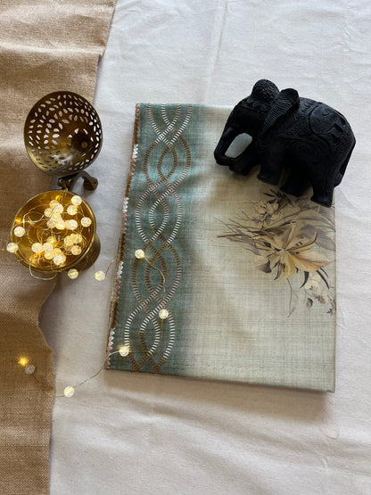 Classic Tussar Silk Saree with Intricate Parsi Thread Embroidery