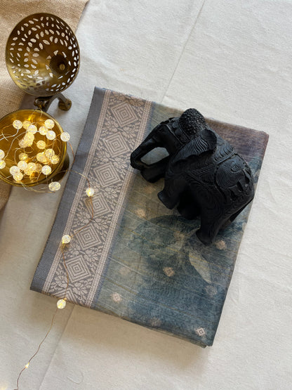 Handwoven Tussar Silk Flower Saree – Artisan’s Choice