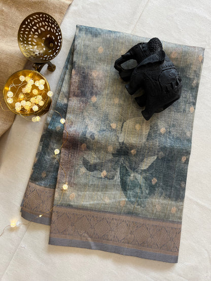 Handwoven Tussar Silk Flower Saree – Artisan’s Choice