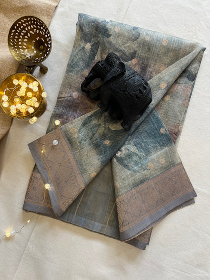 Handwoven Tussar Silk Flower Saree – Artisan’s Choice