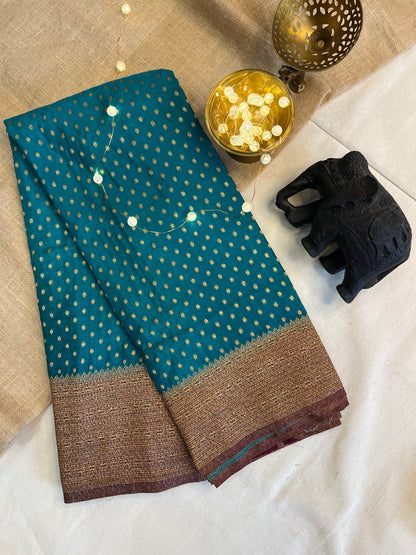 Elegant Buta Silk Saree with Antique Zari Border