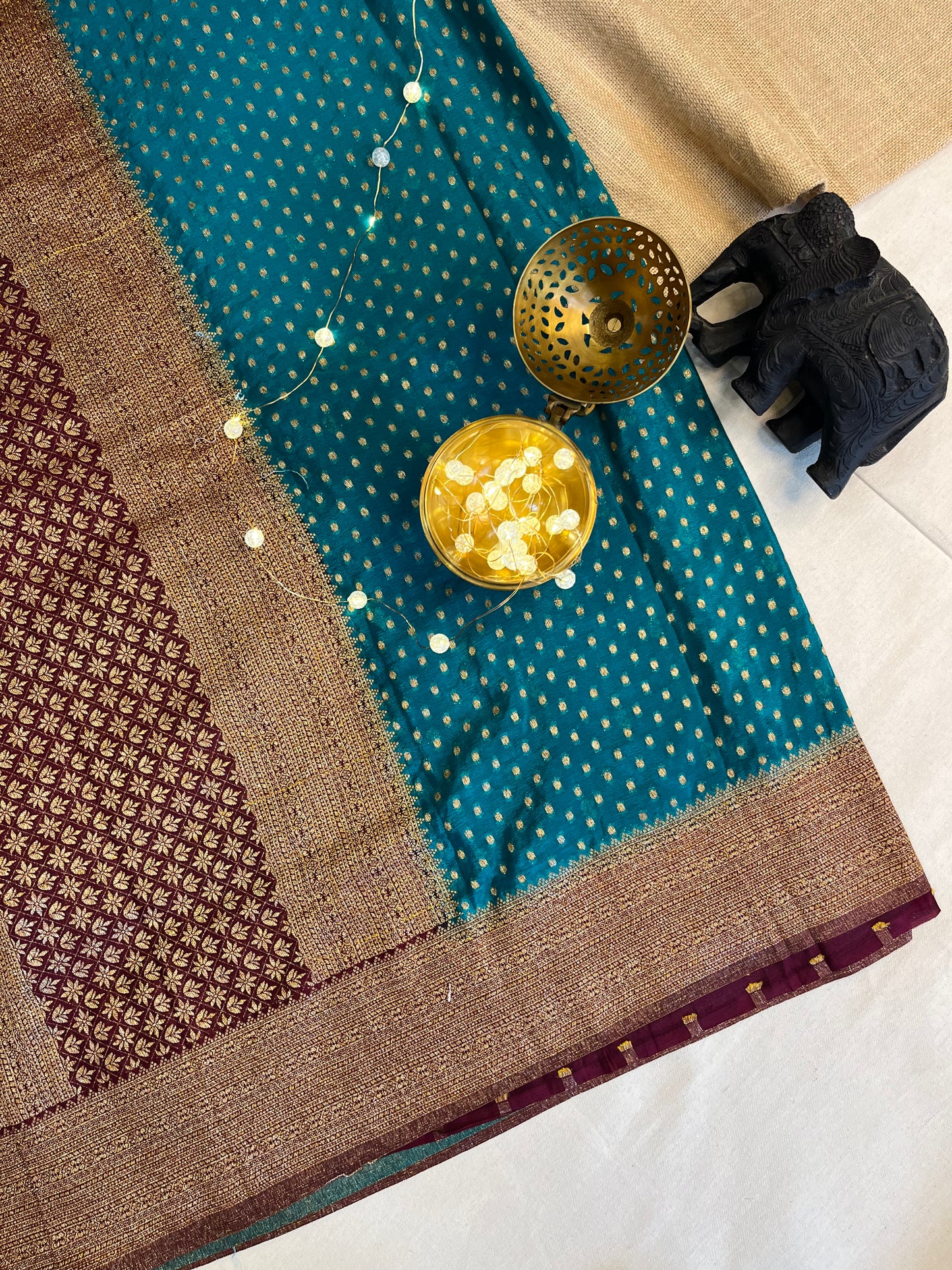 Elegant Buta Silk Saree with Antique Zari Border