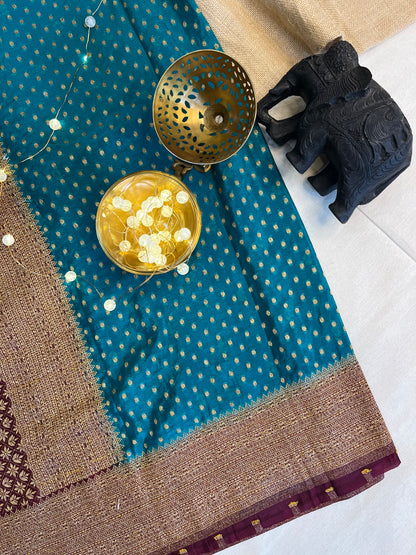 Elegant Buta Silk Saree with Antique Zari Border