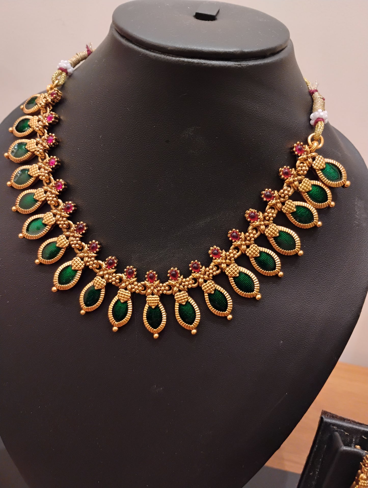 Heritage Green Stone Premium Necklace Set with Earrings