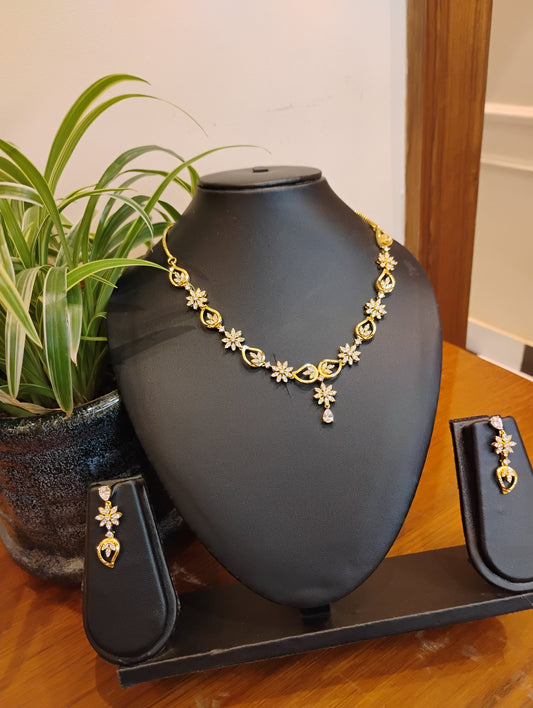 Gold-Plated Traditional Wedding & Party Wear Jewellery with Matching Earrings
