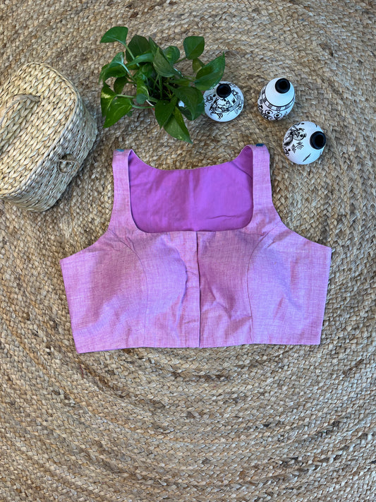 Cotton Pure cotton thread work sleeveless blouse in Mauve pink