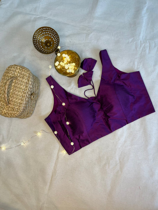 Raw silk Backless Raw silk solid colour  in Purple love