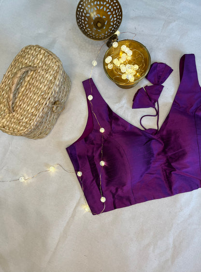 Raw silk Backless Raw silk solid colour  in Purple love