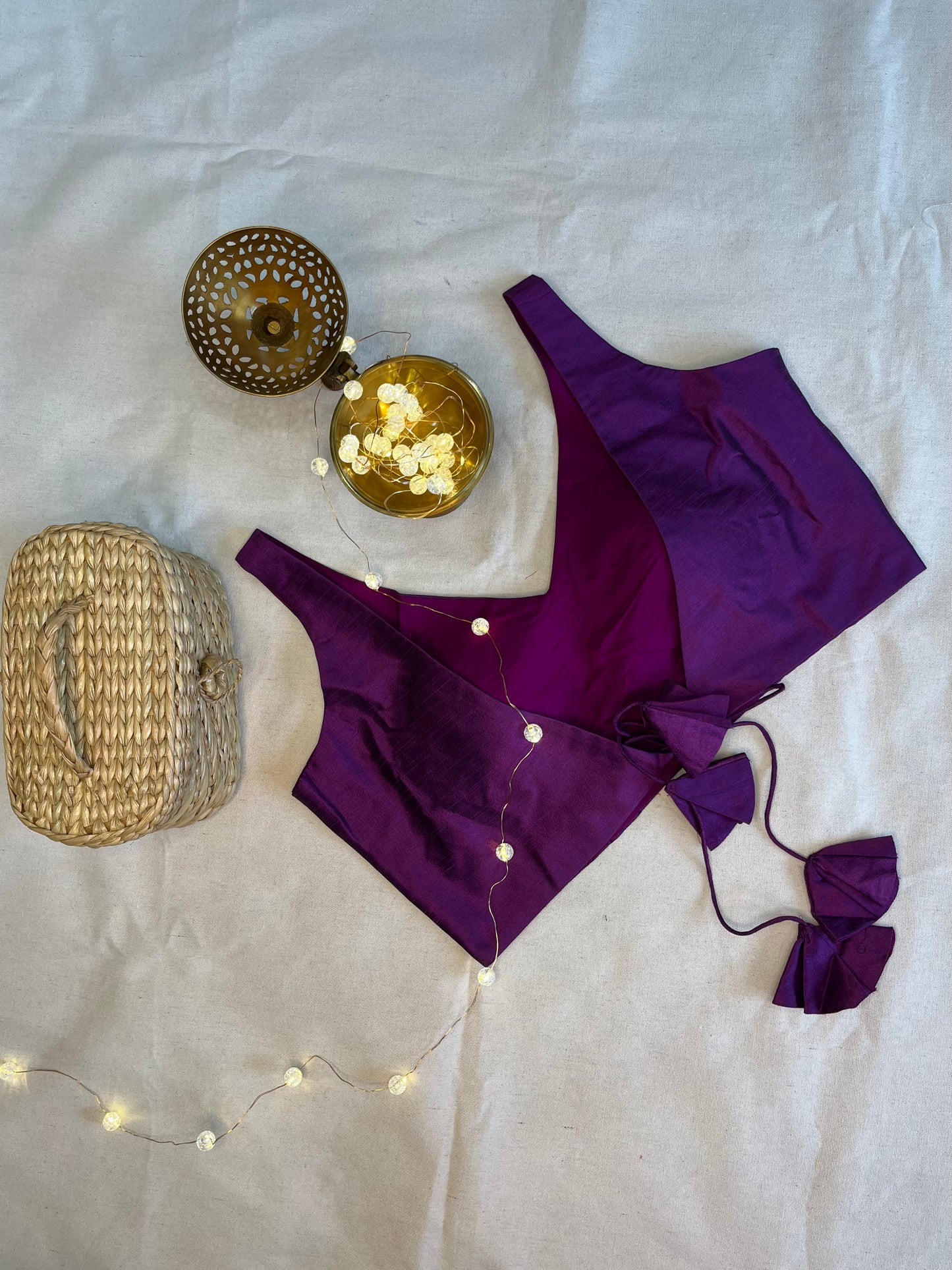 Raw silk Backless Raw silk solid colour  in Purple love