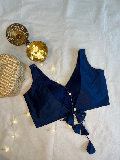 Raw silk Backless Raw silk solid colour  in Midnight blue