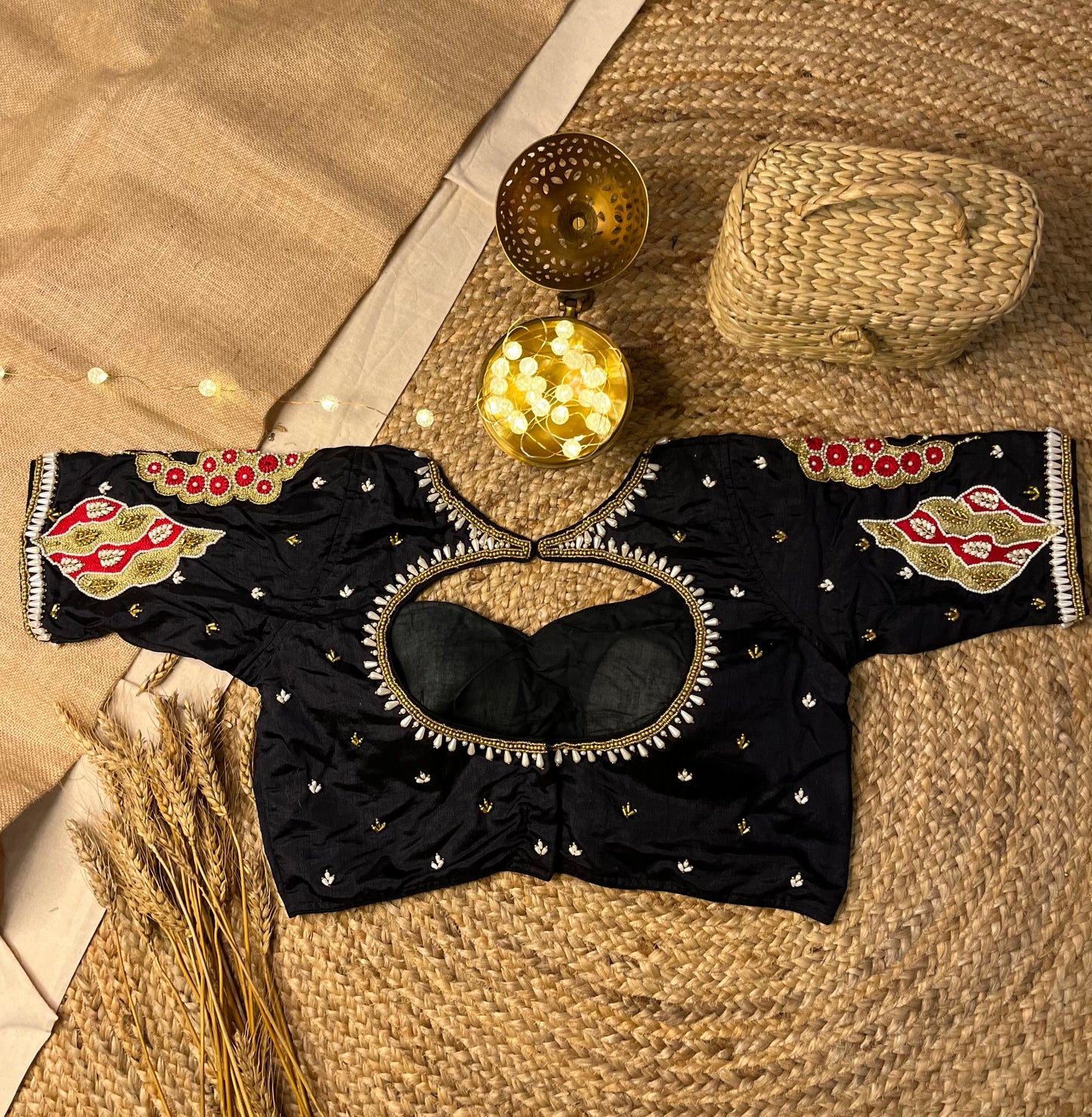 Designer Black Bridal Blouse with Zardosi Work - WEVOW