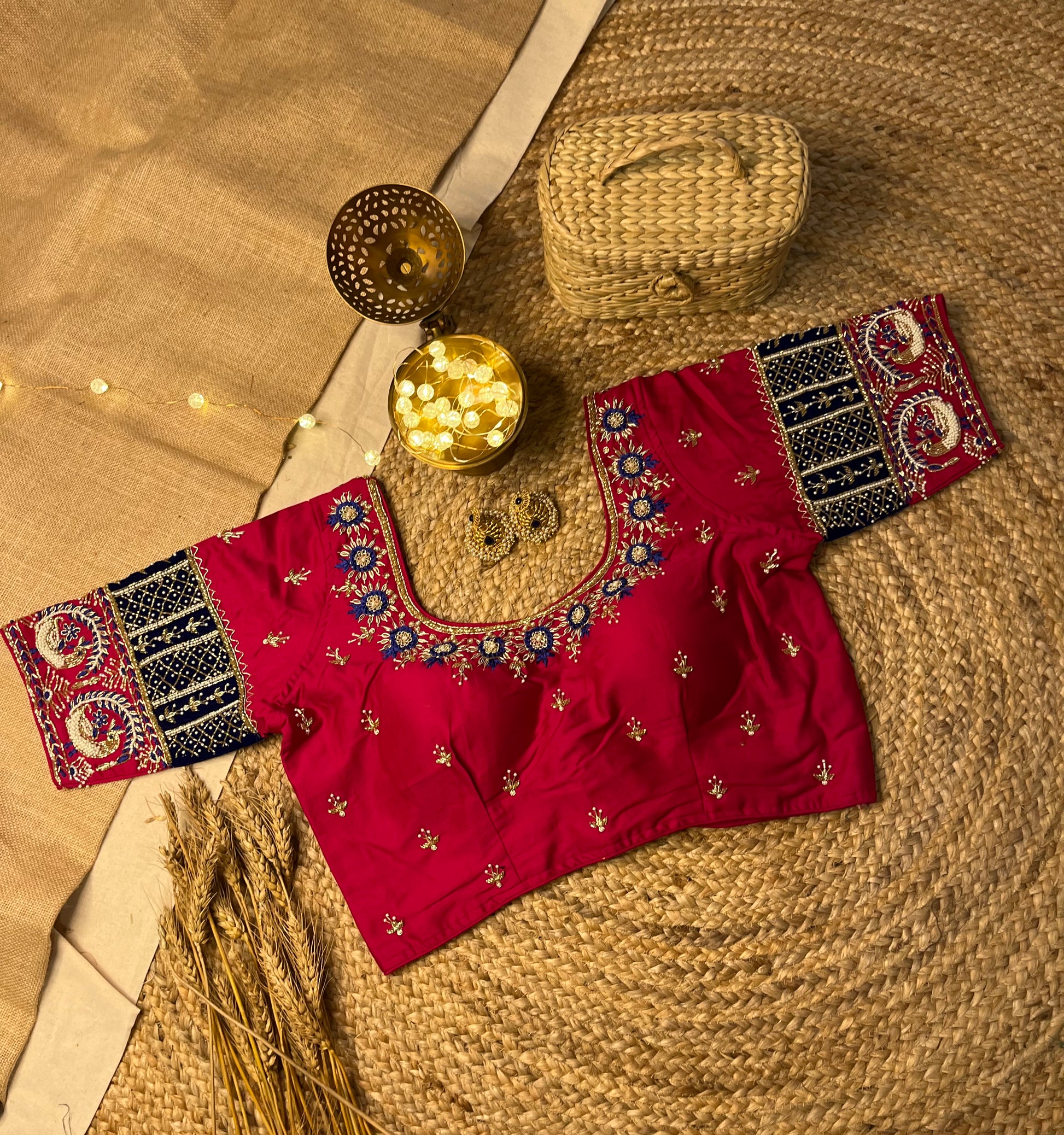 Rani Pink Bridal Blouse with Artisan Threadwork - WEVOW