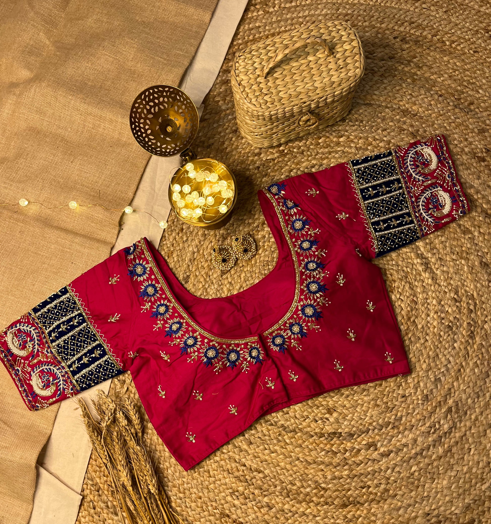 Rani Pink Bridal Blouse with Artisan Threadwork - WEVOW